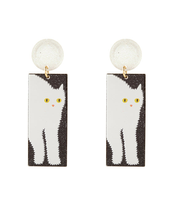 Acetate Popart Cat Print Post Earring