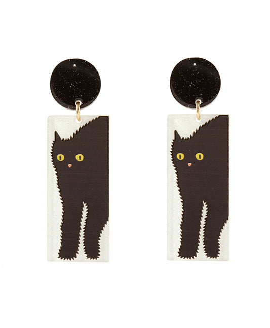 Acetate Popart Cat Print Post Earring