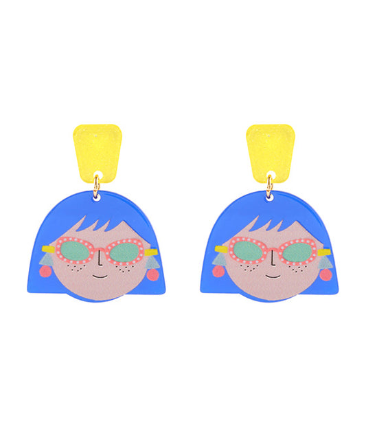 Acetate Popart Print Post Earring