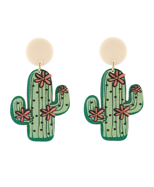Acetate Popart Cactus Post Earring