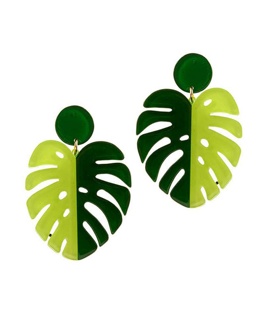Acetate Tropical Leaf Post Earring
