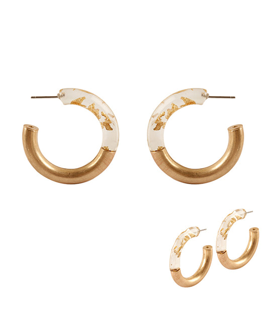 Metal & Acetate w/ Flake Hoop Earring