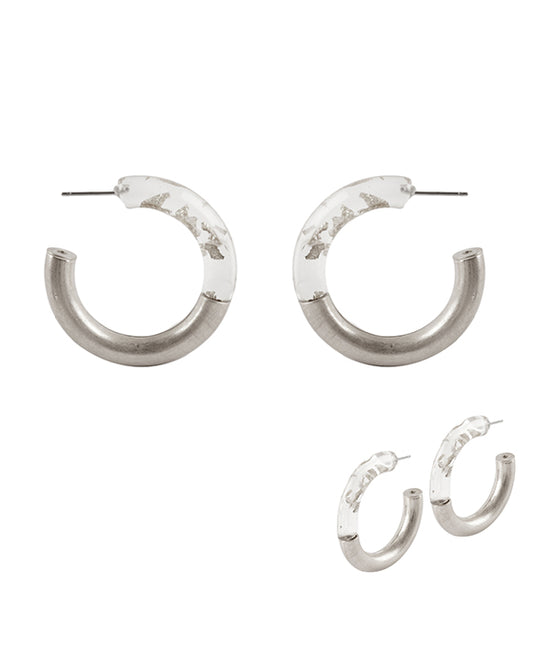 Metal & Acetate w/ Flake Hoop Earring