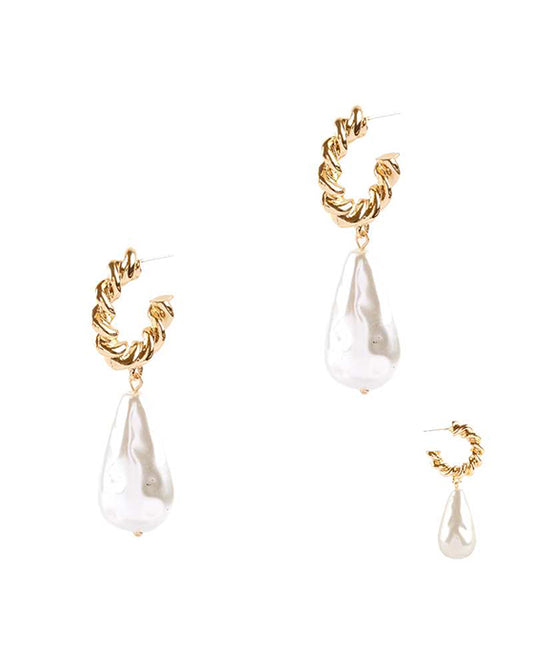 Pearl Metal Hoop Earring