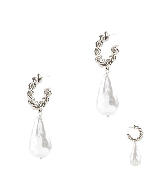 Pearl Metal Hoop Earring