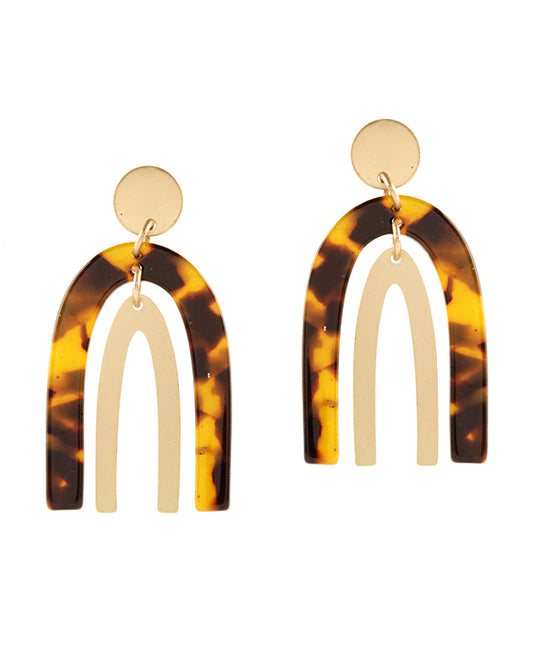 Acetate Metal Geometric Post Earring