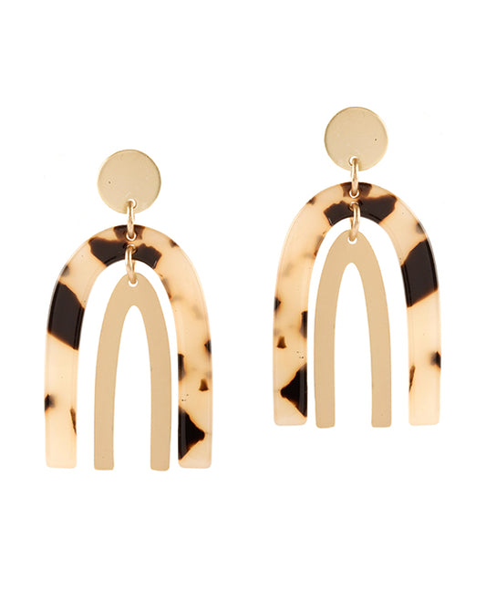 Acetate Metal Geometric Post Earring