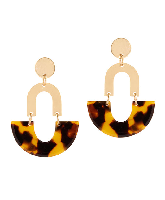 Acetate Metal Geometric Post Earring