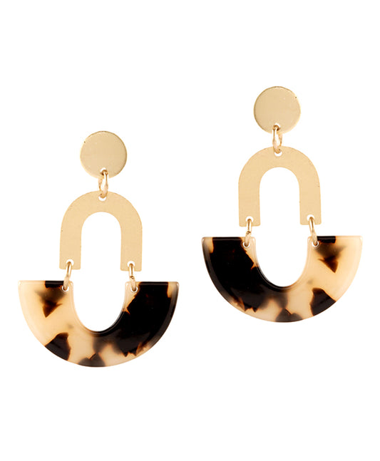Acetate Metal Geometric Post Earring