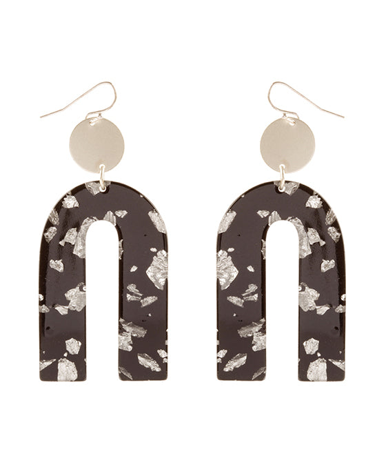 Acetate w/ Metalflake Geometric Earring