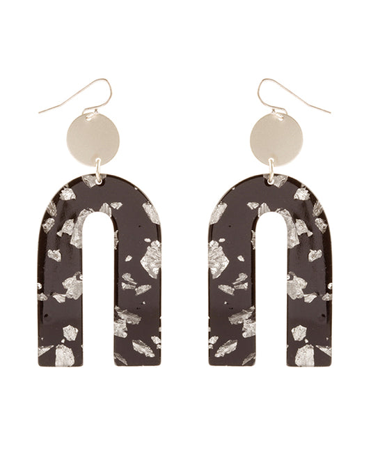 Acetate w/ Metalflake Geometric Earring