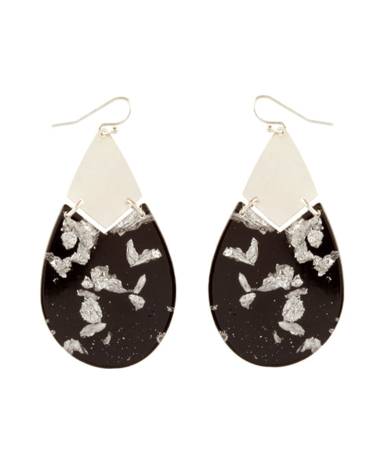 Acetate w/ Metalflake Teardrop Earring