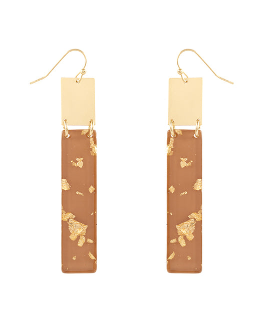 Acetate w/ Metalflake Bar Earring