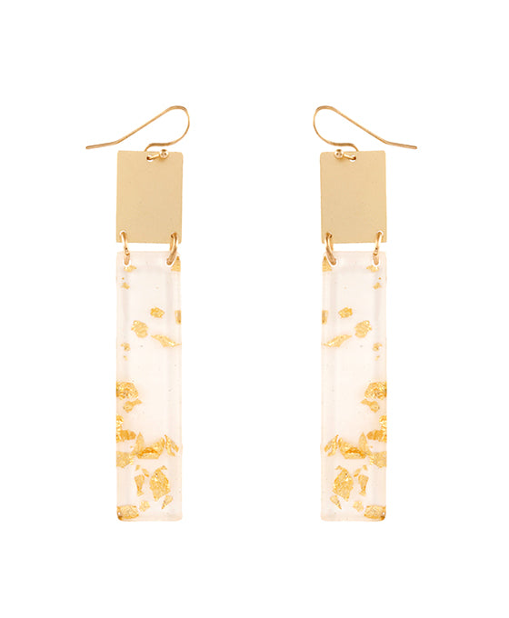 Acetate w/ Metalflake Bar Earring