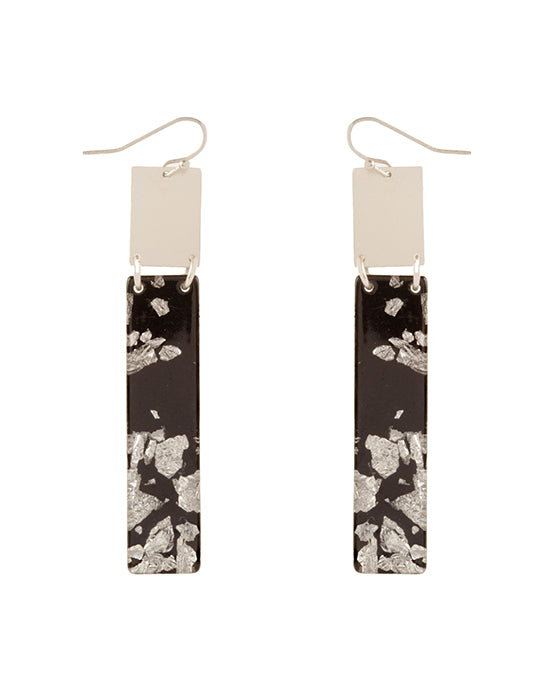 Acetate w/ Metalflake Bar Earring