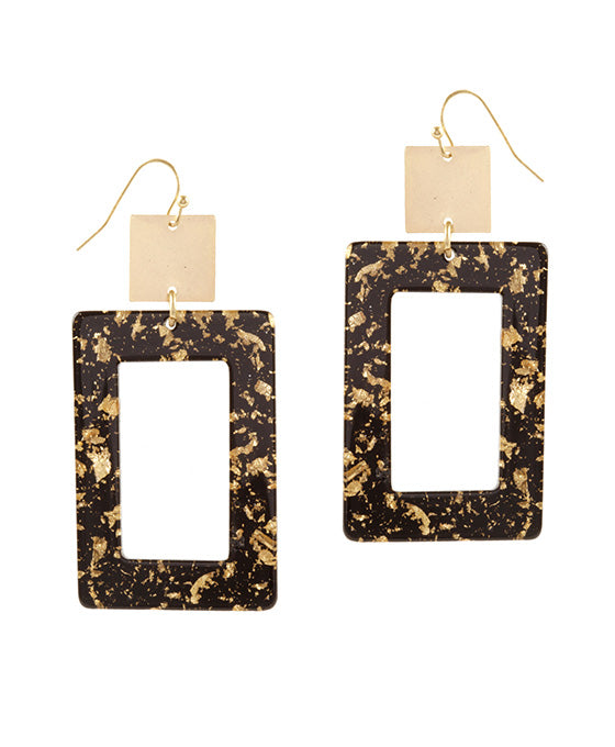 Acetate w/ Metalflake Rectangle Earring