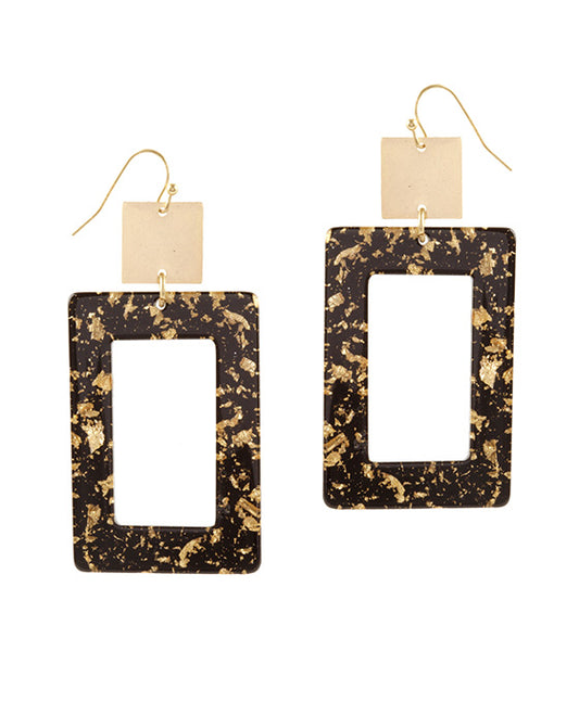 Acetate w/ Metalflake Rectangle Earring