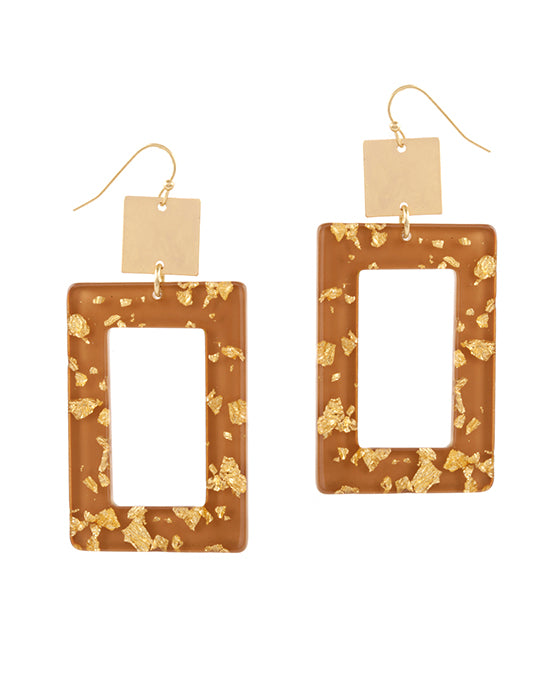 Acetate w/ Metalflake Rectangle Earring