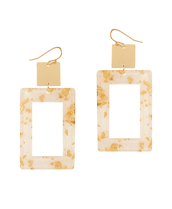 Acetate w/ Metalflake Rectangle Earring