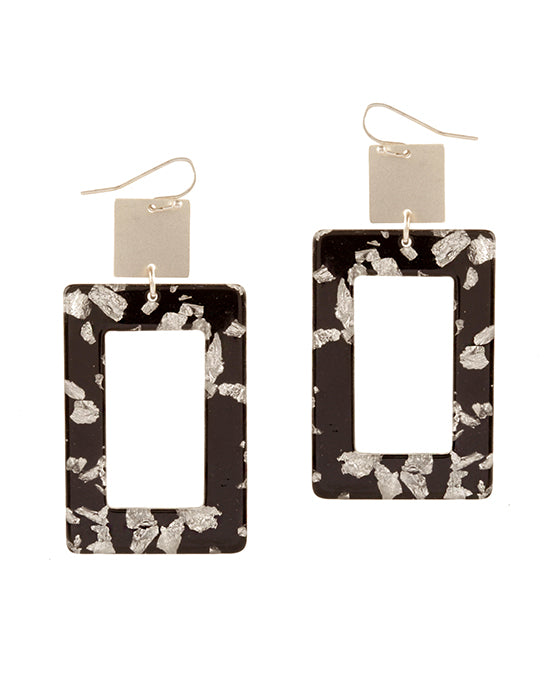 Acetate w/ Metalflake Rectangle Earring
