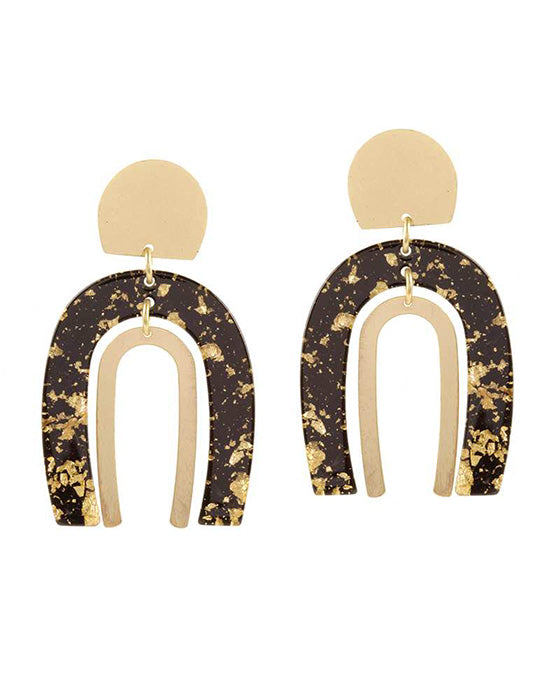 Acetate w/ Metalflake Post Earring