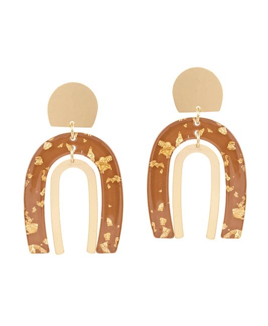 Acetate w/ Metalflake Post Earring