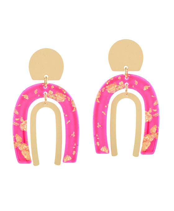 Acetate w/ Metalflake Post Earring