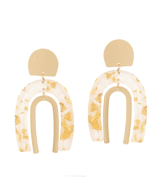 Acetate w/ Metalflake Post Earring