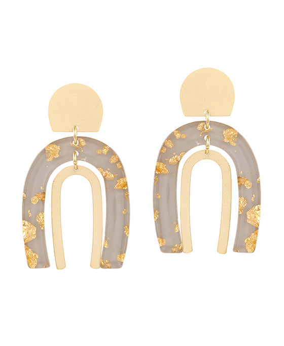 Acetate w/ Metalflake Post Earring