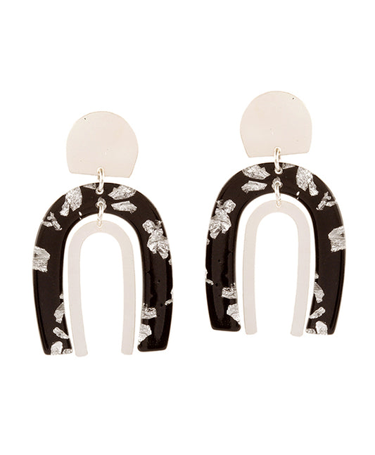 Acetate w/ Metalflake Post Earring