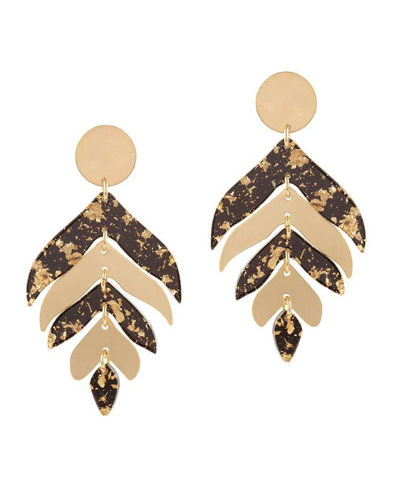 Acetate w/ Metalflake Leaf Post Earring