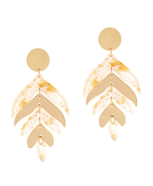 Acetate w/ Metalflake Leaf Post Earring