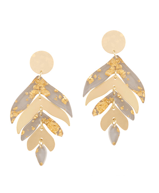 Acetate w/ Metalflake Leaf Post Earring