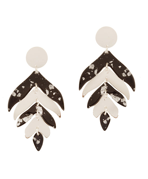 Acetate w/ Metalflake Leaf Post Earring