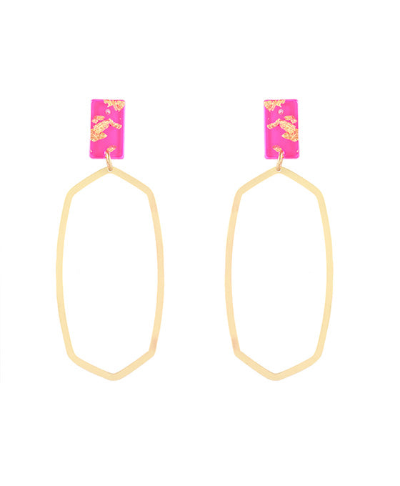 Acetate Metal Flake Geo Post Earring