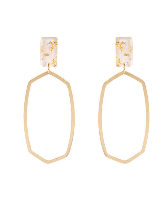 Acetate Metal Flake Geo Post Earring
