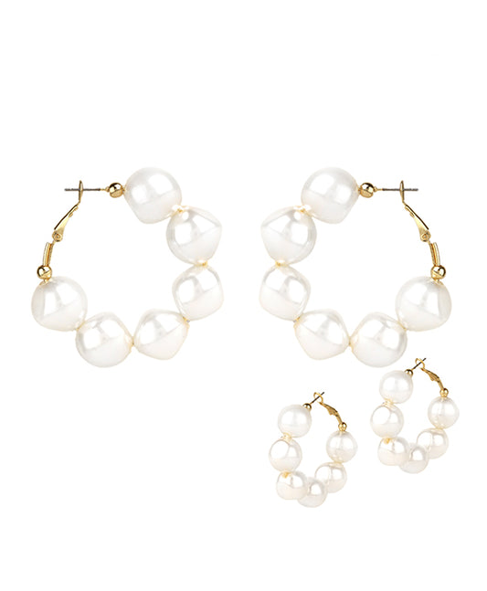 50mm Pearl Hoop Earring