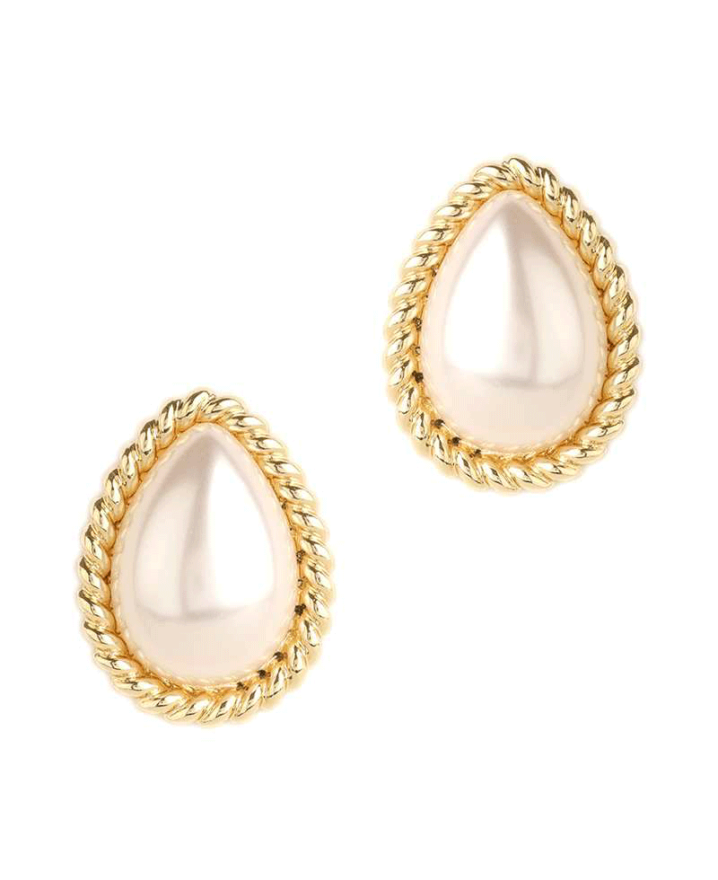 Metal Plastic Pearl Post Earring