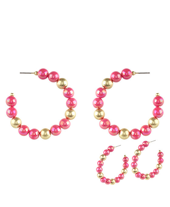 55mm Bead w/ CCB AB Coating Hoop Earring