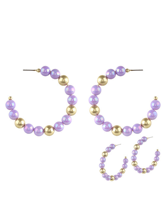 55mm Bead w/ CCB AB Coating Hoop Earring