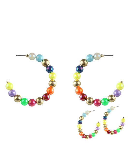 55mm Bead w/ CCB AB Coating Hoop Earring