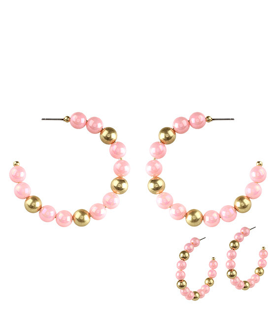 55mm Bead w/ CCB AB Coating Hoop Earring