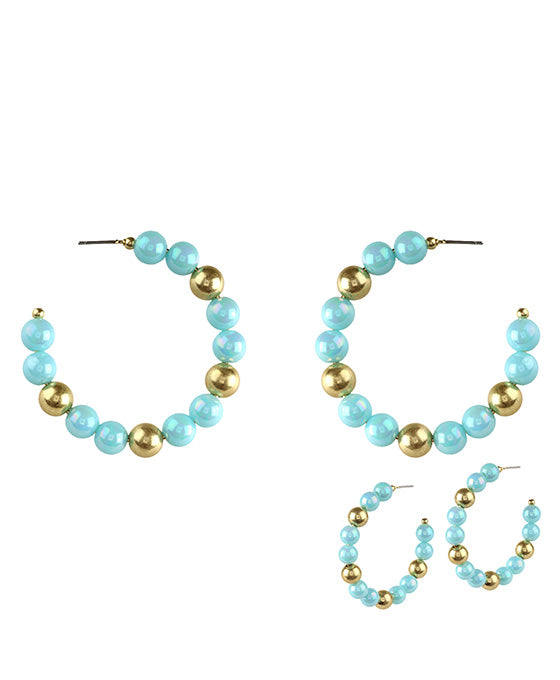 55mm Bead w/ CCB AB Coating Hoop Earring
