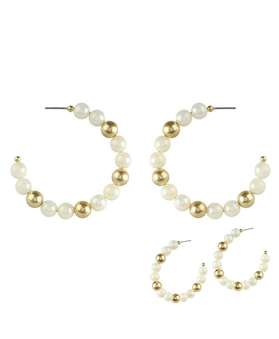 55mm Bead w/ CCB AB Coating Hoop Earring