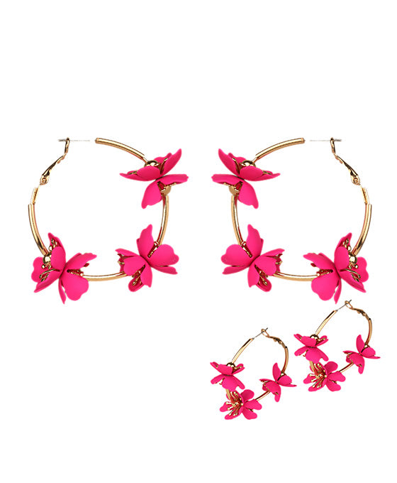 40mm Plastic Color Coating Flower Hoop Earring