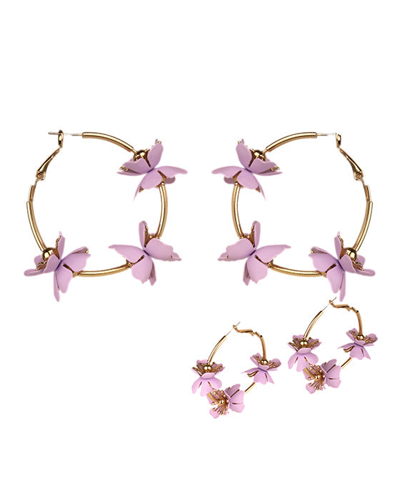 40mm Plastic Color Coating Flower Hoop Earring
