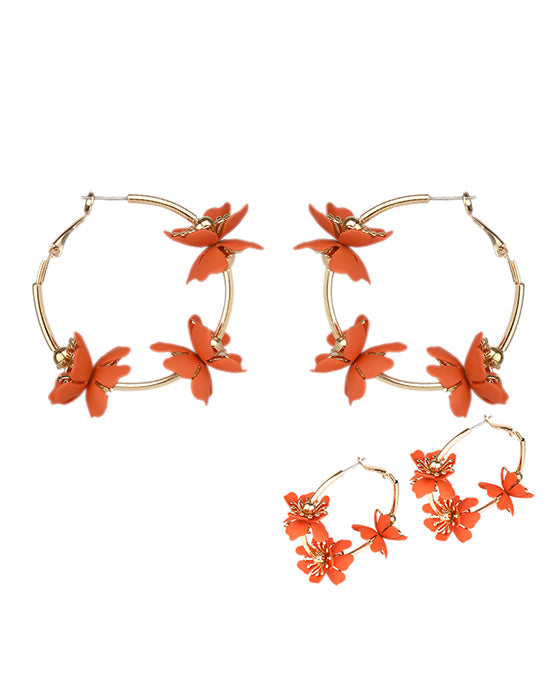 40mm Plastic Color Coating Flower Hoop Earring