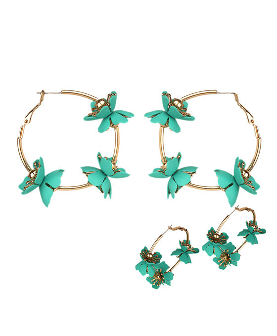 40mm Plastic Color Coating Flower Hoop Earring