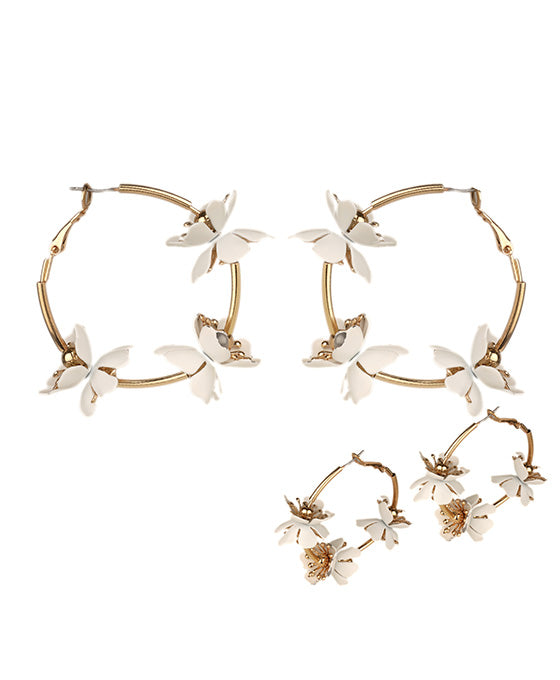 40mm Plastic Color Coating Flower Hoop Earring