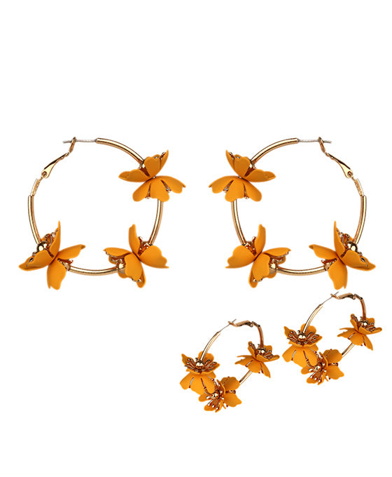 40mm Plastic Color Coating Flower Hoop Earring